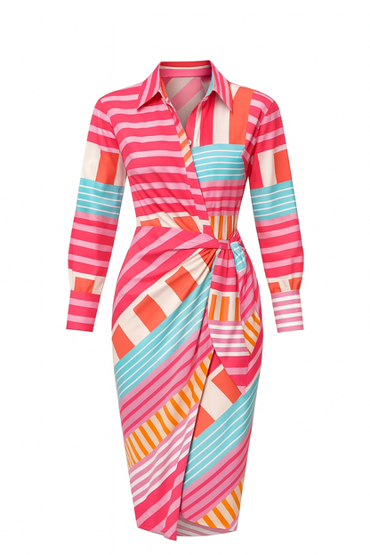 Sophie - Gestreepte Wikkeljurk Voor Dames - Levendig & Chic