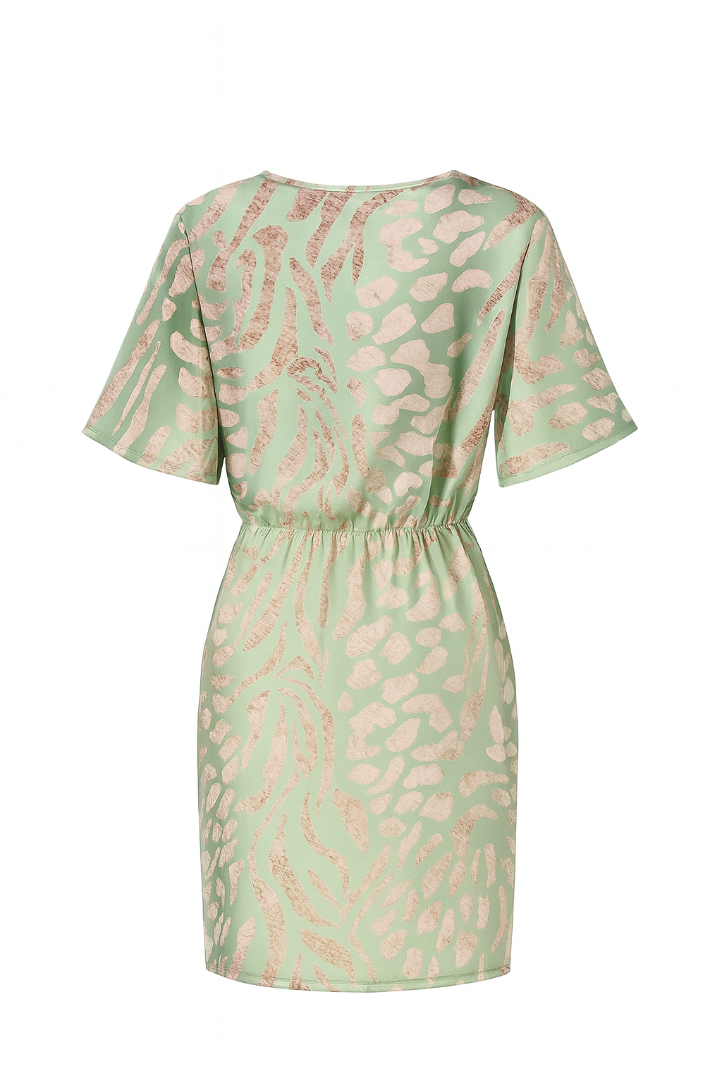 Julia- midi-jurk met bloemenprint voor dames – V-hals, korte mouwen