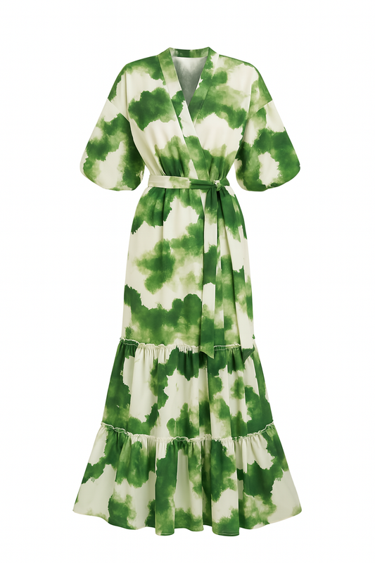 Nina - Women's Maxi Dress - Long Sleeve - V-Neck - Elegant Flowy Design