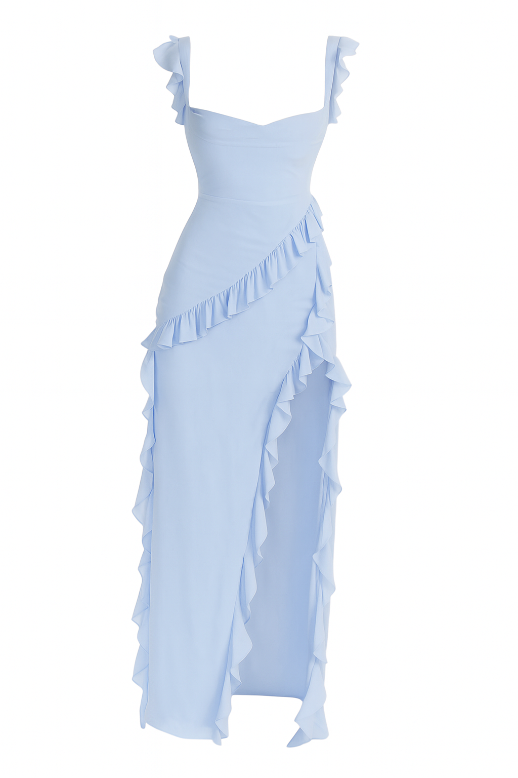 Sara - Melantha-jurk voor dames – Verstelbare bandjes – Volantdetail – Hoge split